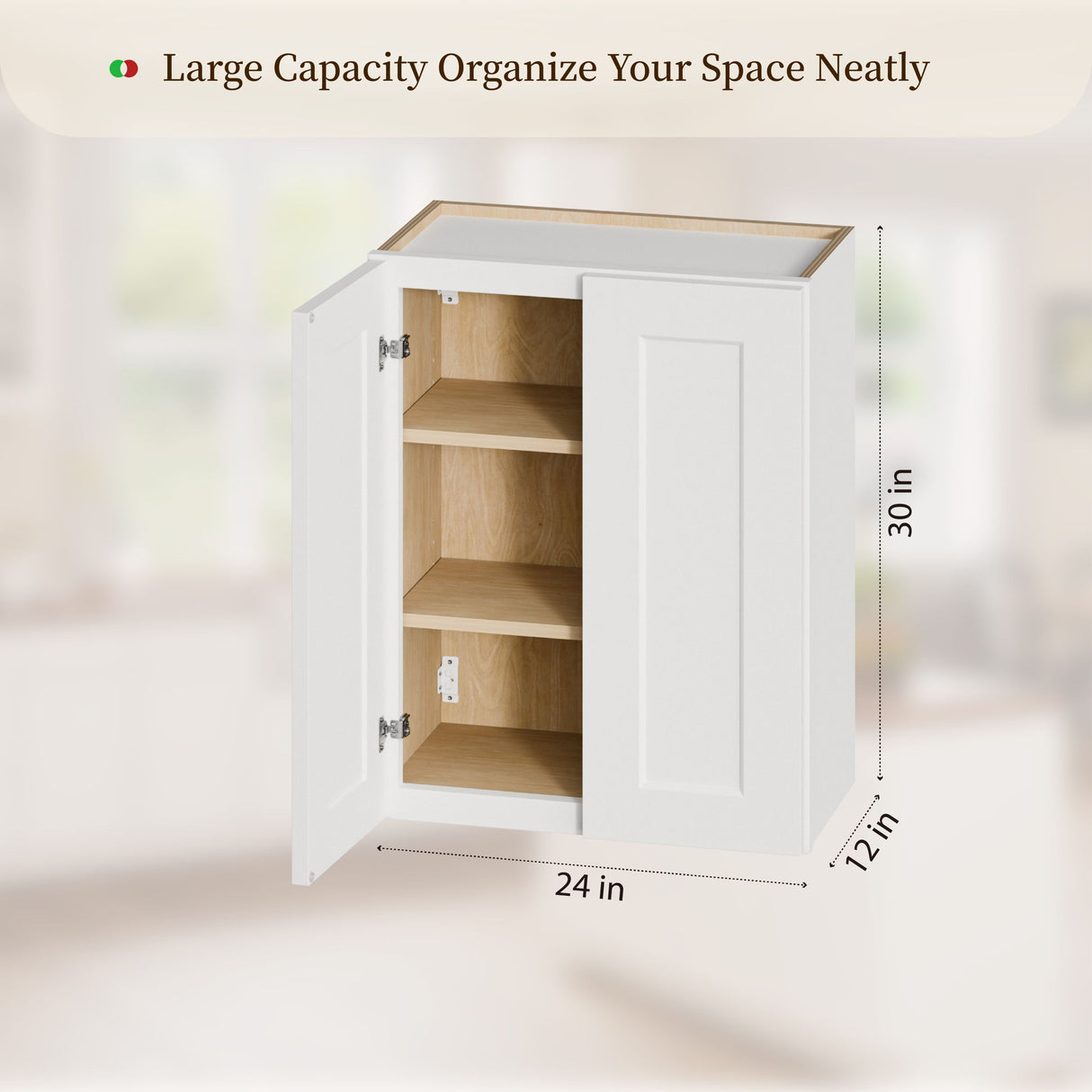Shaker Wall Cabinet With Soft-Close Doors, Adjustable Shelves