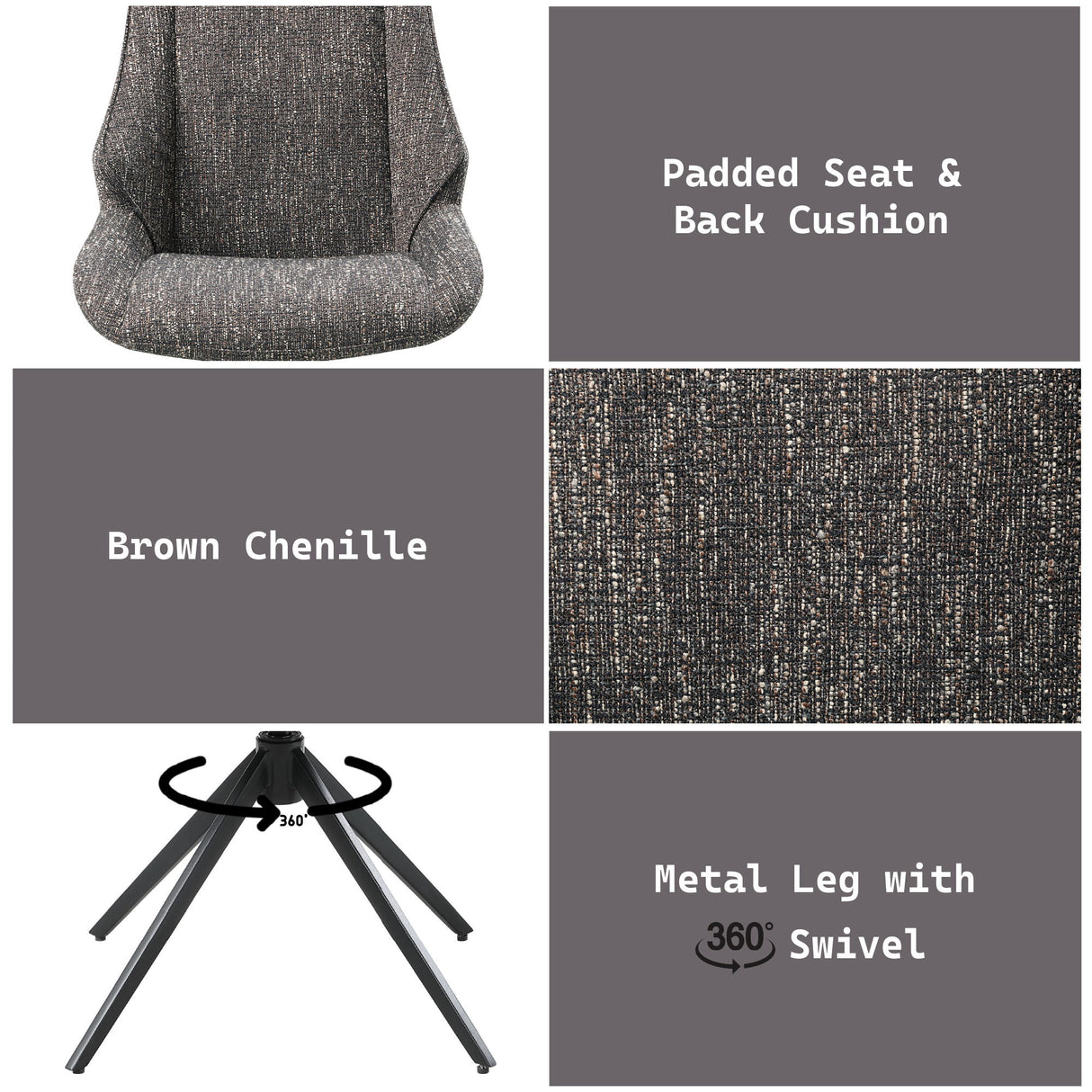 Malika - Side Chair With Swivel (Set of 2) - Brown Gray
