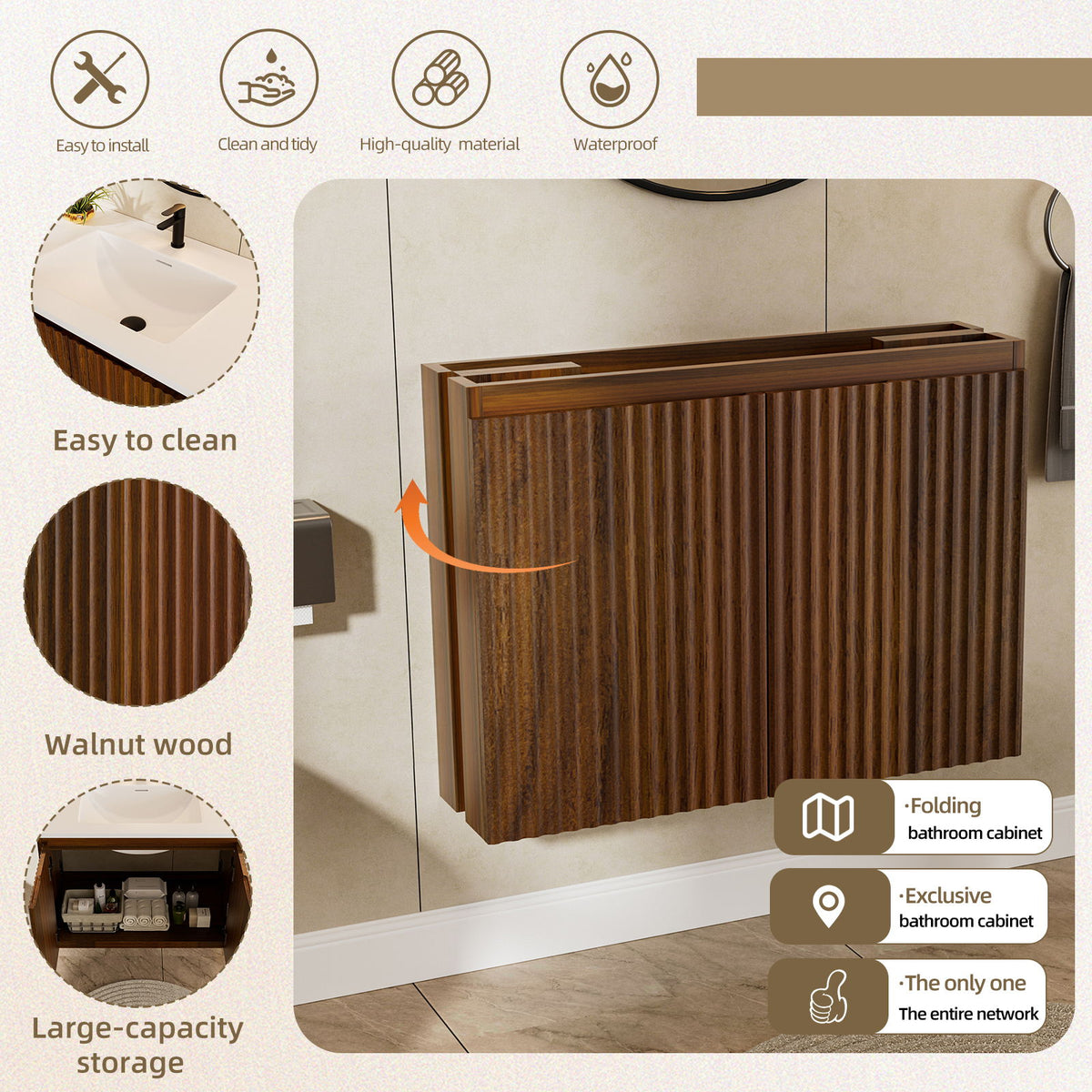 Folding Wall Cabinet With Creamic Sink