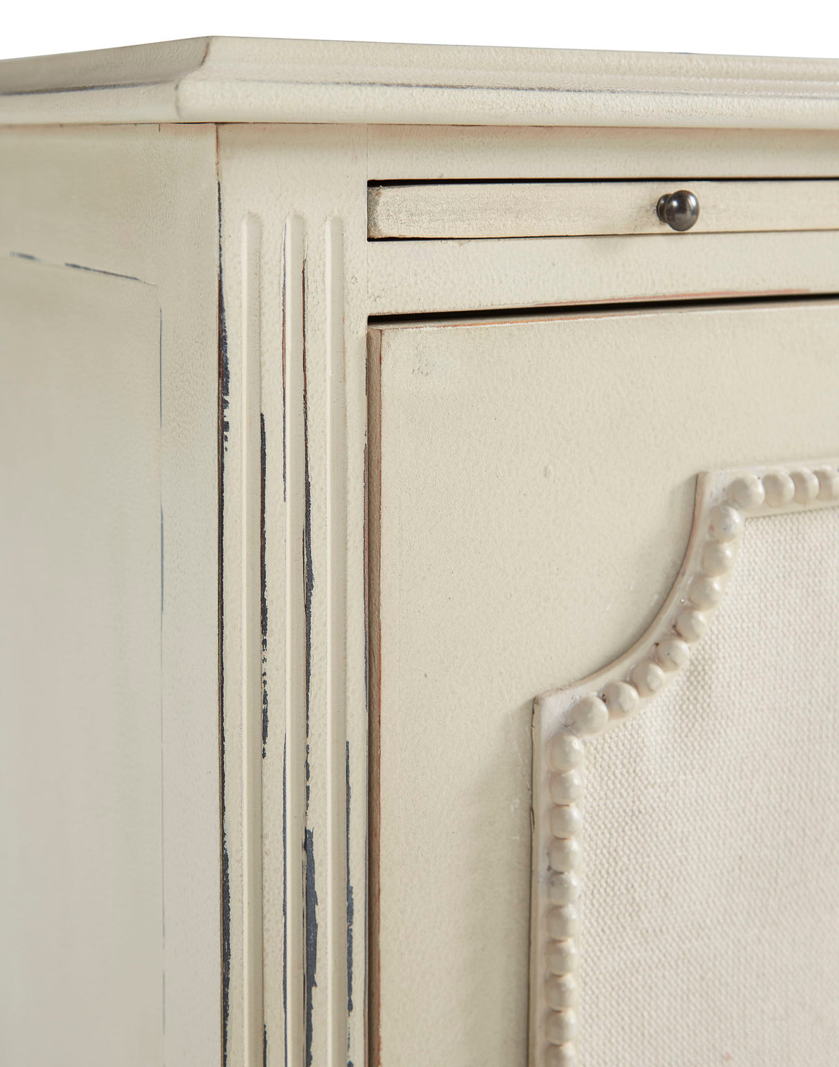 Linen & Beaded Front End Table - White
