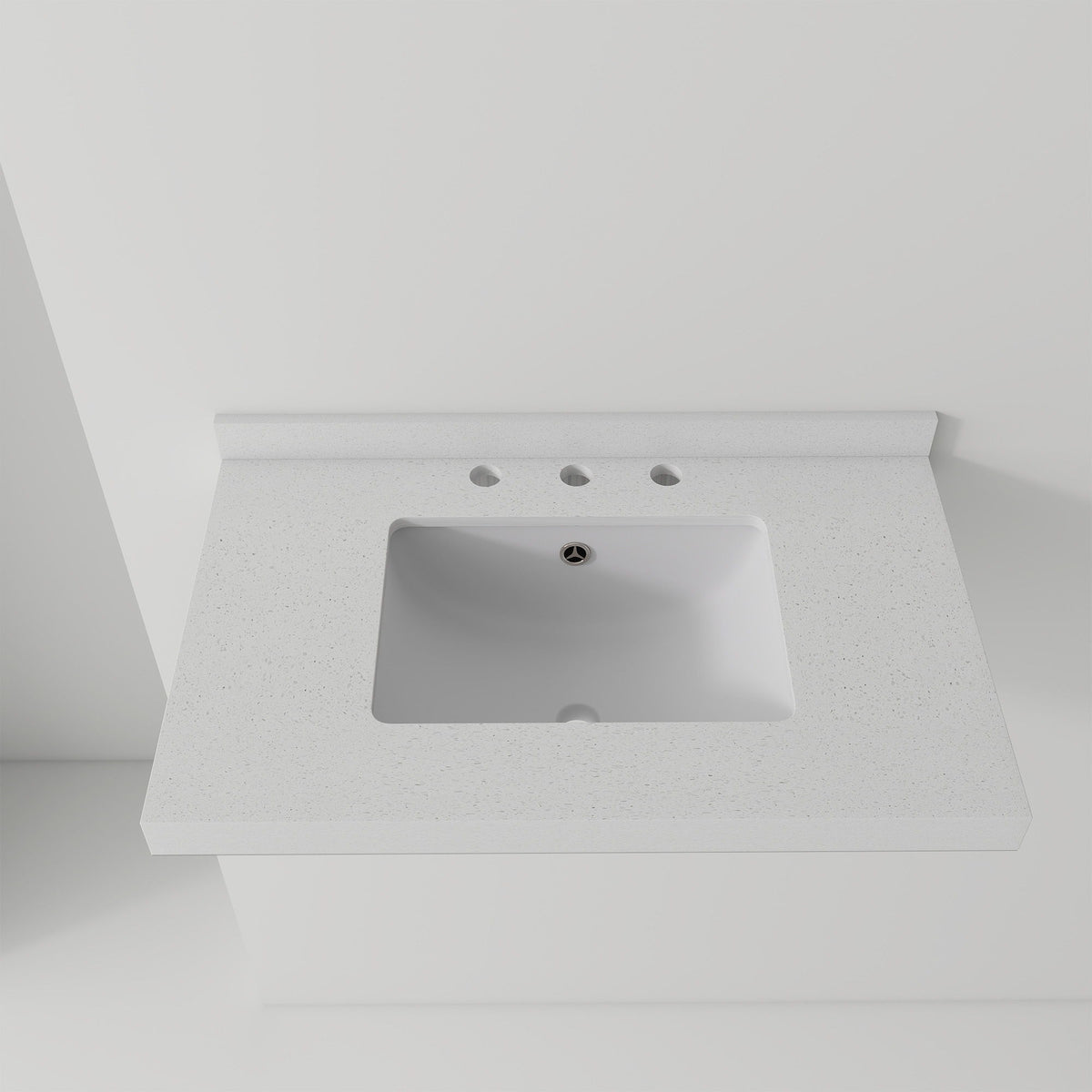 Basin Sink With 2" Thick Rim, Triple Faucet Holes, Sink Only