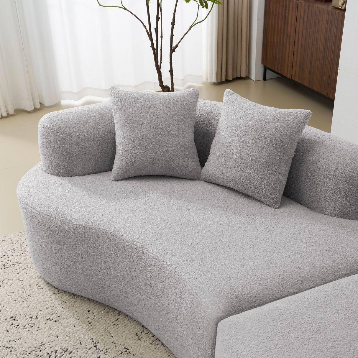 Curved 4 Seater Sofa For Small Spaces - Gray