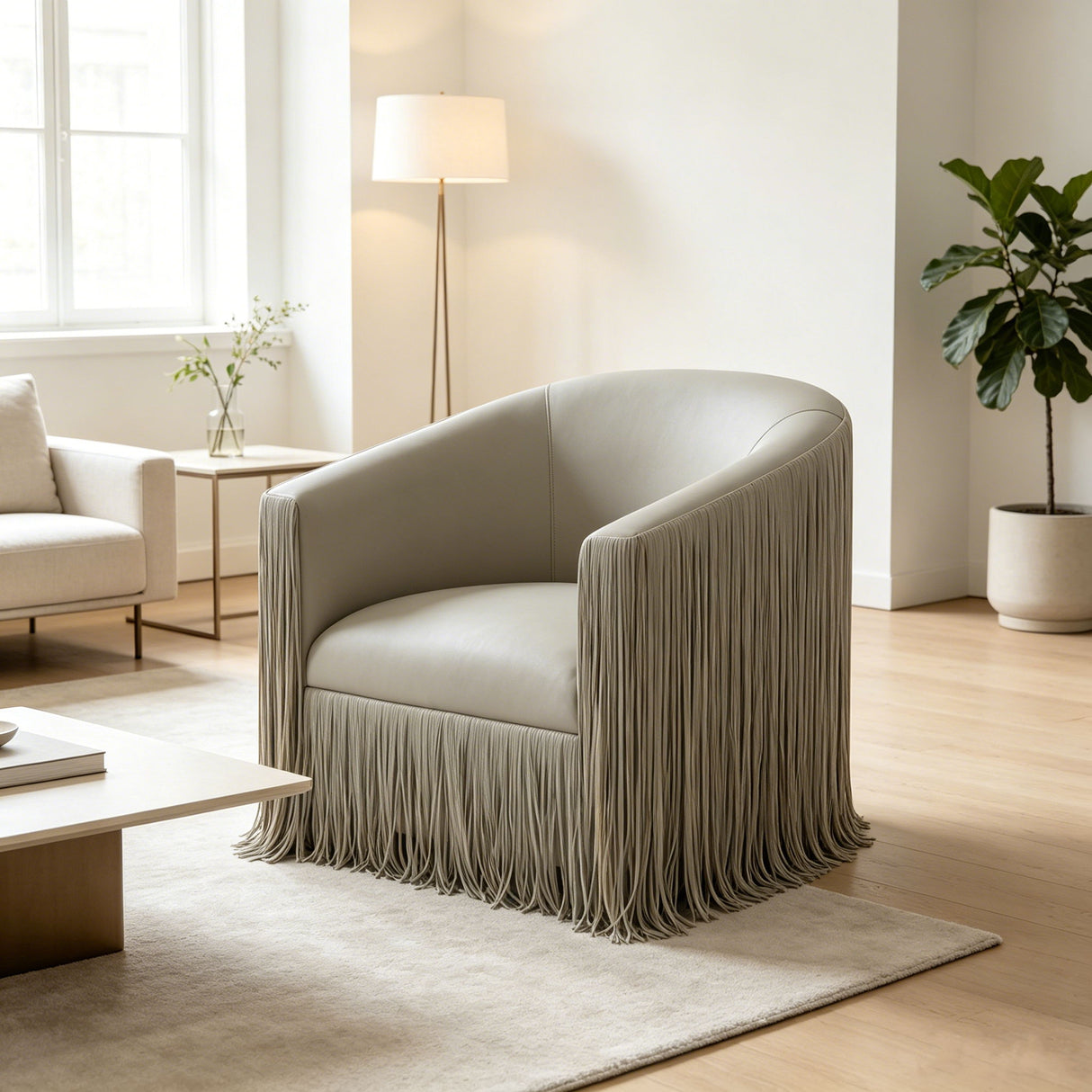 Isle - Swivel Chair With Fringe Accent