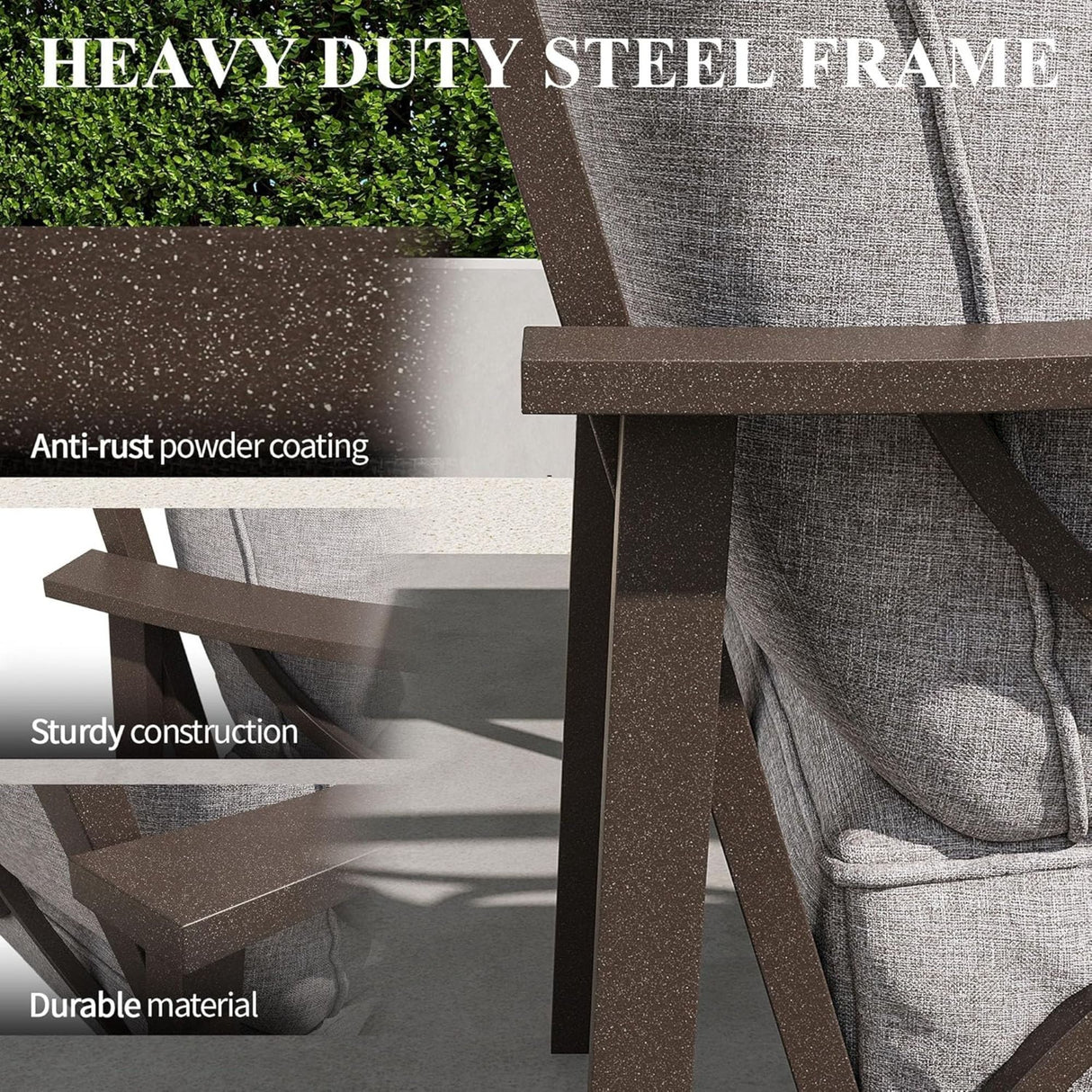 2 Piece Outdoor Patio Set With 3 Seat Sofa And Rectangular Coffee Table - Gray / Khaki