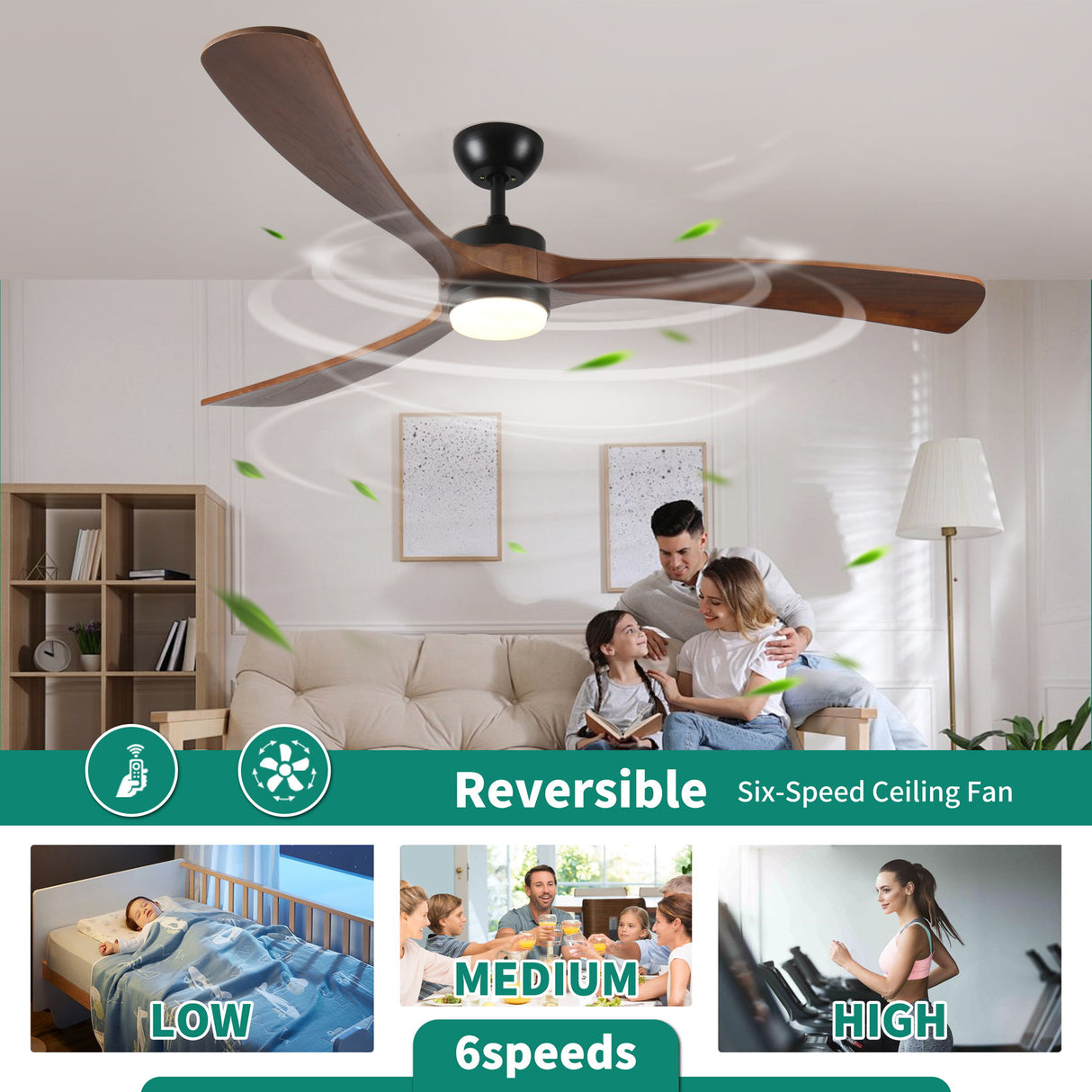 Solid Wood Ceiling Fan With Lights And Remote Control Indoor Outdoor Ceiling Fan 3 Wooden Blades Modern Ceiling Fan For Porch Living Room Bedroom