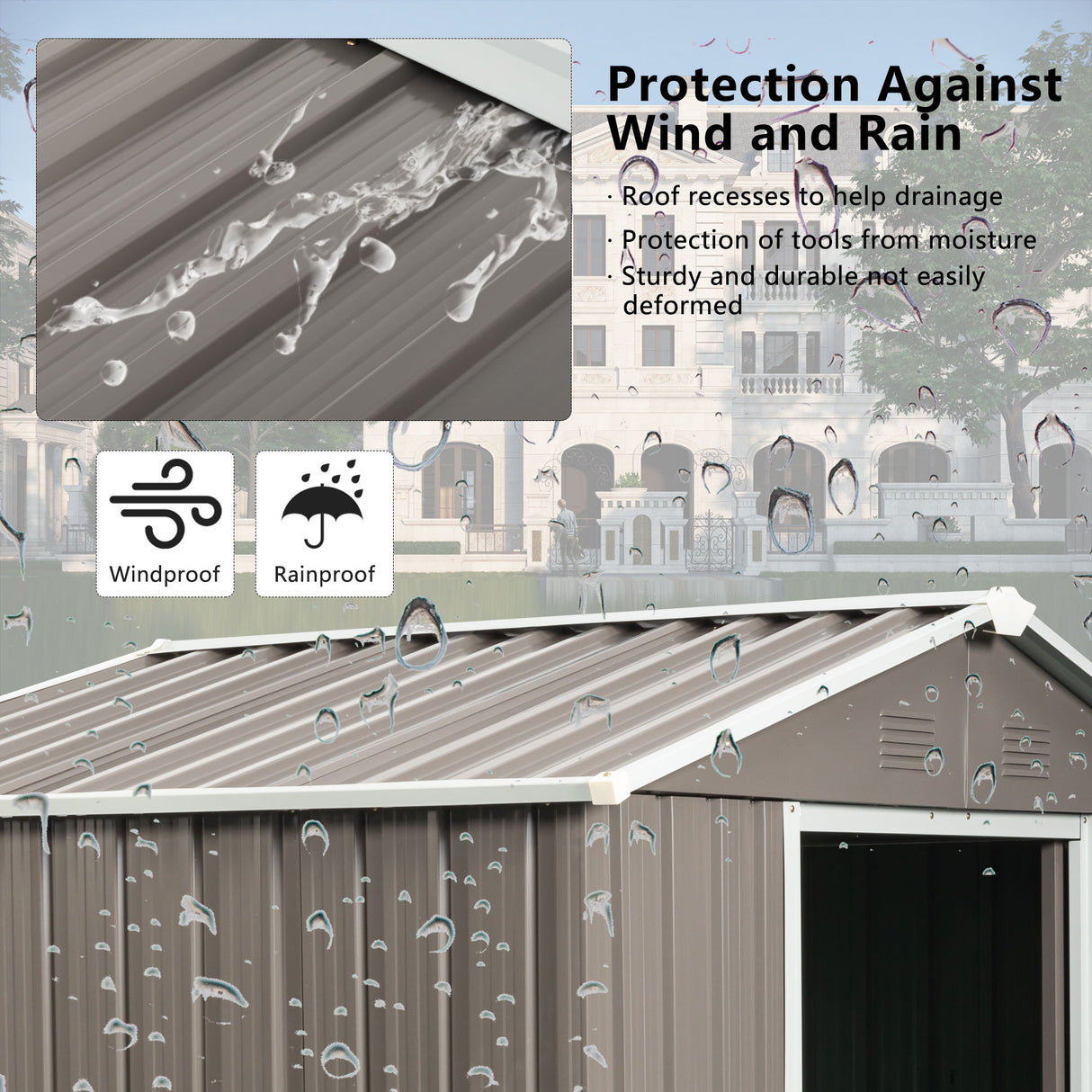 Outdoor Metal Storage Shed Garden Building Heavy Duty 6x4ft Steel