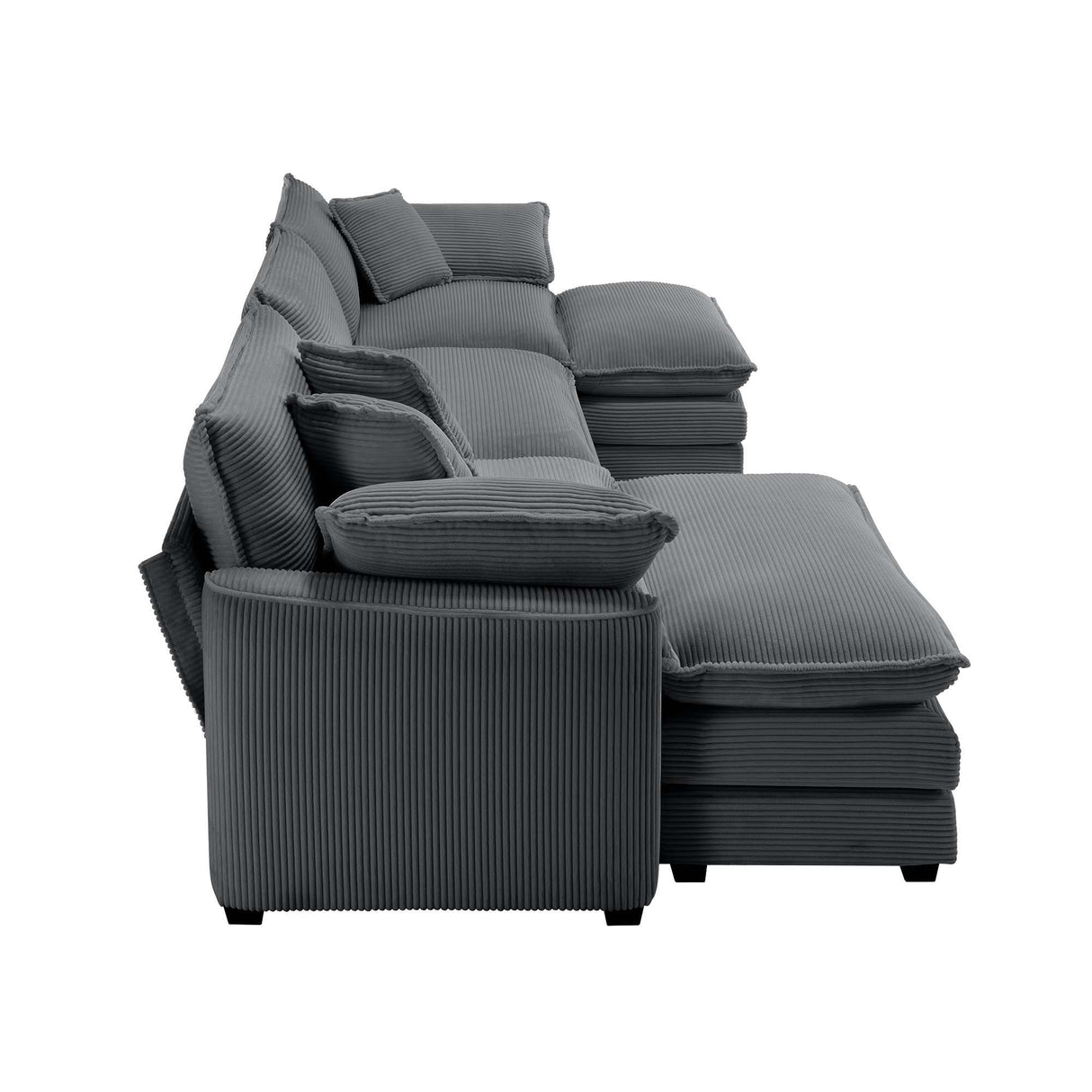 Modern Oversized Modular Cushion Sofa With Ottoman, Low Back, Deep Seating Sofa Set