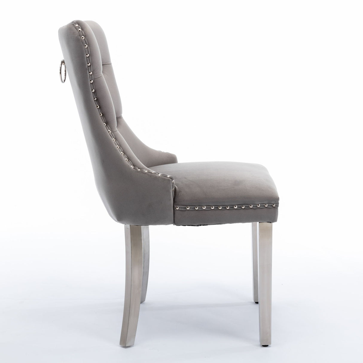 Nikki - Modern, High-End Tufted Solid Wood Contemporary Velvet Upholstered Dining Chair With Chrome Stainless Steel Plating Legs, Nailhead Trim (Set of 2) - Chair Sets - Alpine Outlets