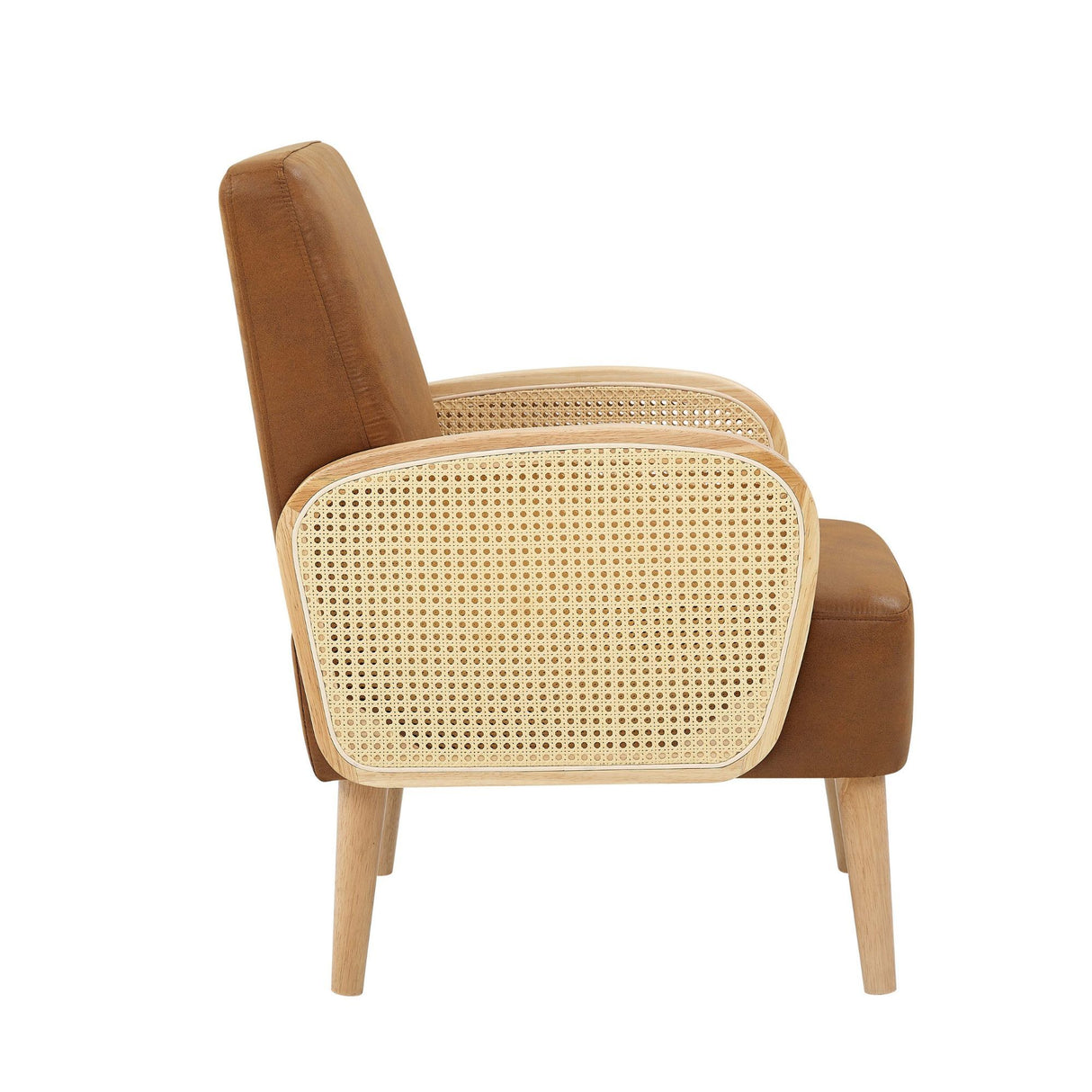 Upholstered Armchair With Tall Legs - Brown