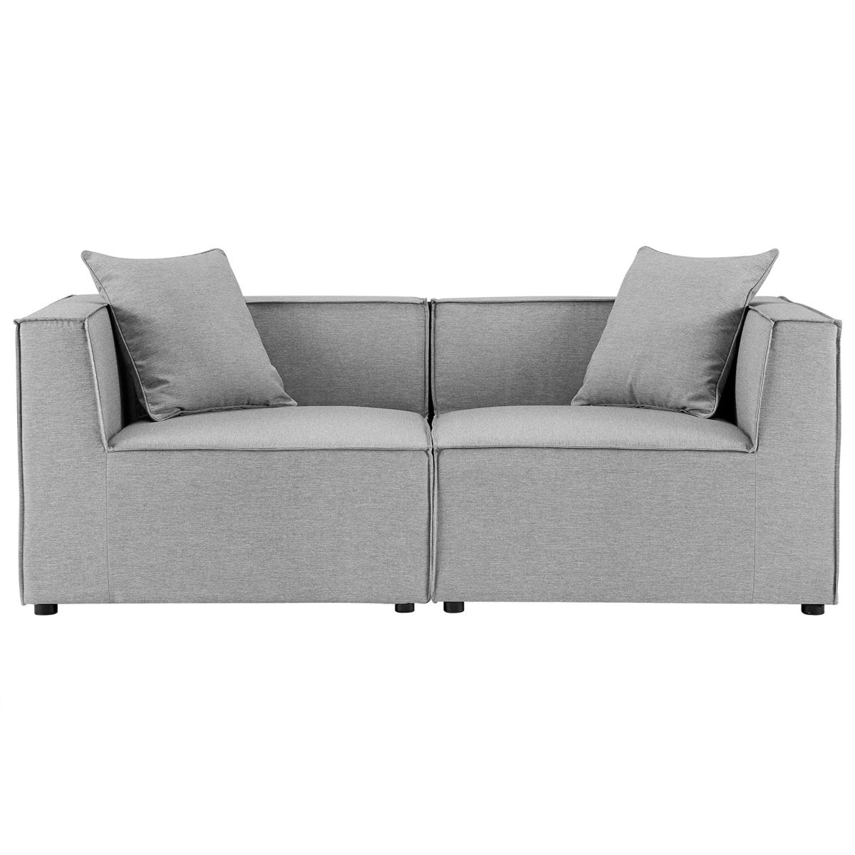 35" 2-Piece Modern Upholstered Outdoor Loveseat – Gray - Outdoor - Alpine Outlets