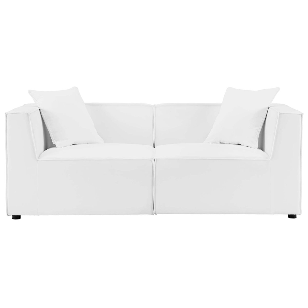 35" 2-Piece Modern Upholstered Outdoor Loveseat – White - Outdoor - Alpine Outlets