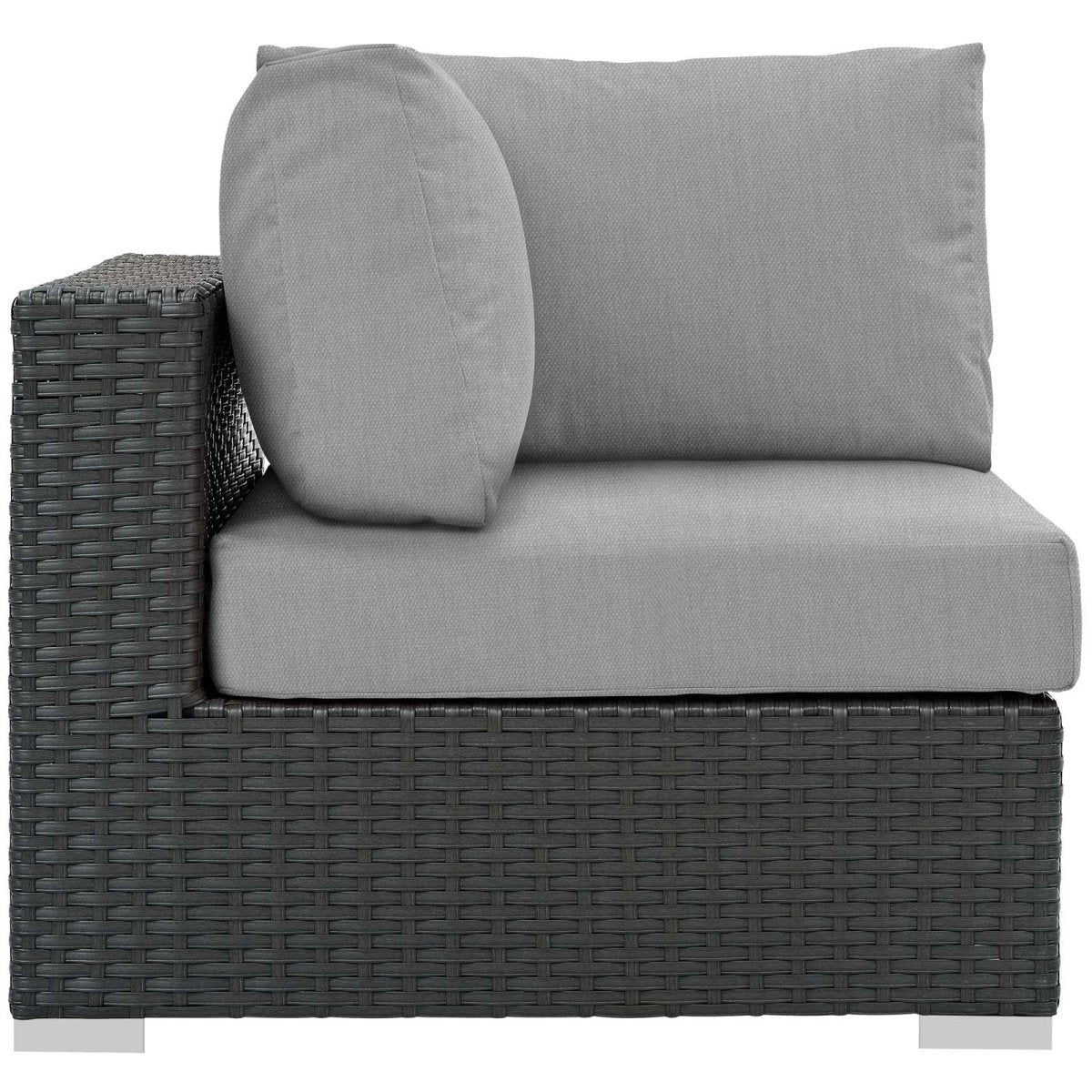 35" Canvas Gray Outdoor Patio Corner Chair – Wicker Rattan with Sunbrella Fabric - Outdoor - Alpine Outlets