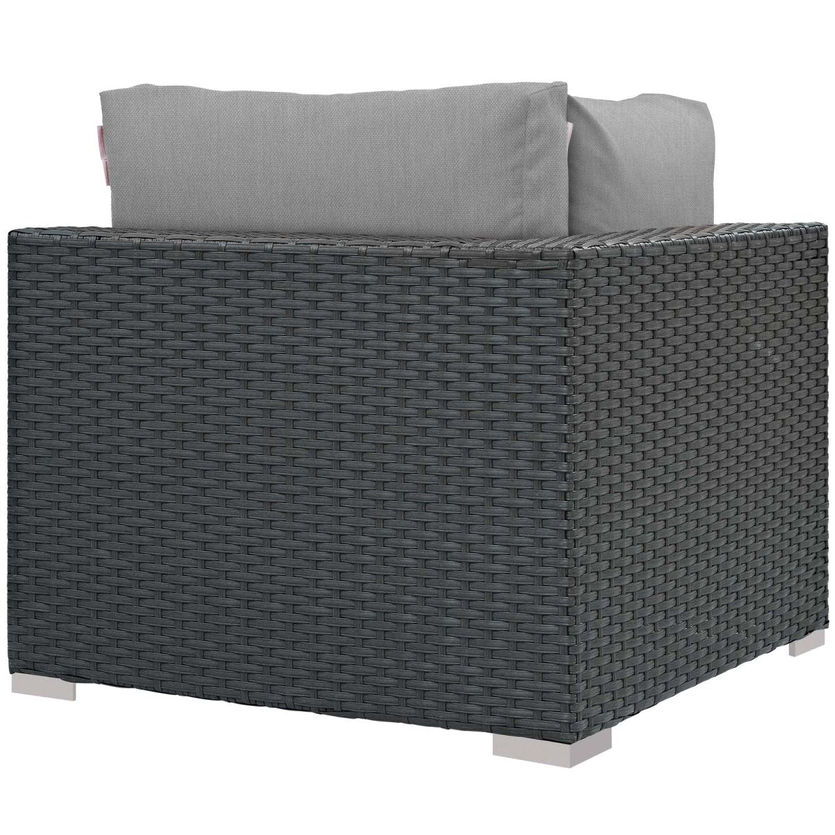 35" Canvas Gray Outdoor Patio Corner Chair – Wicker Rattan with Sunbrella Fabric - Outdoor - Alpine Outlets
