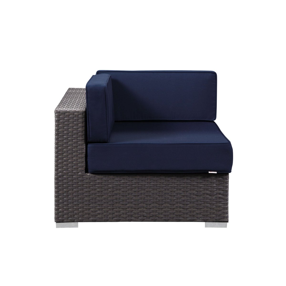 35" Canvas Navy Outdoor Patio Corner Chair – Wicker Rattan with Sunbrella Fabric - Outdoor - Alpine Outlets