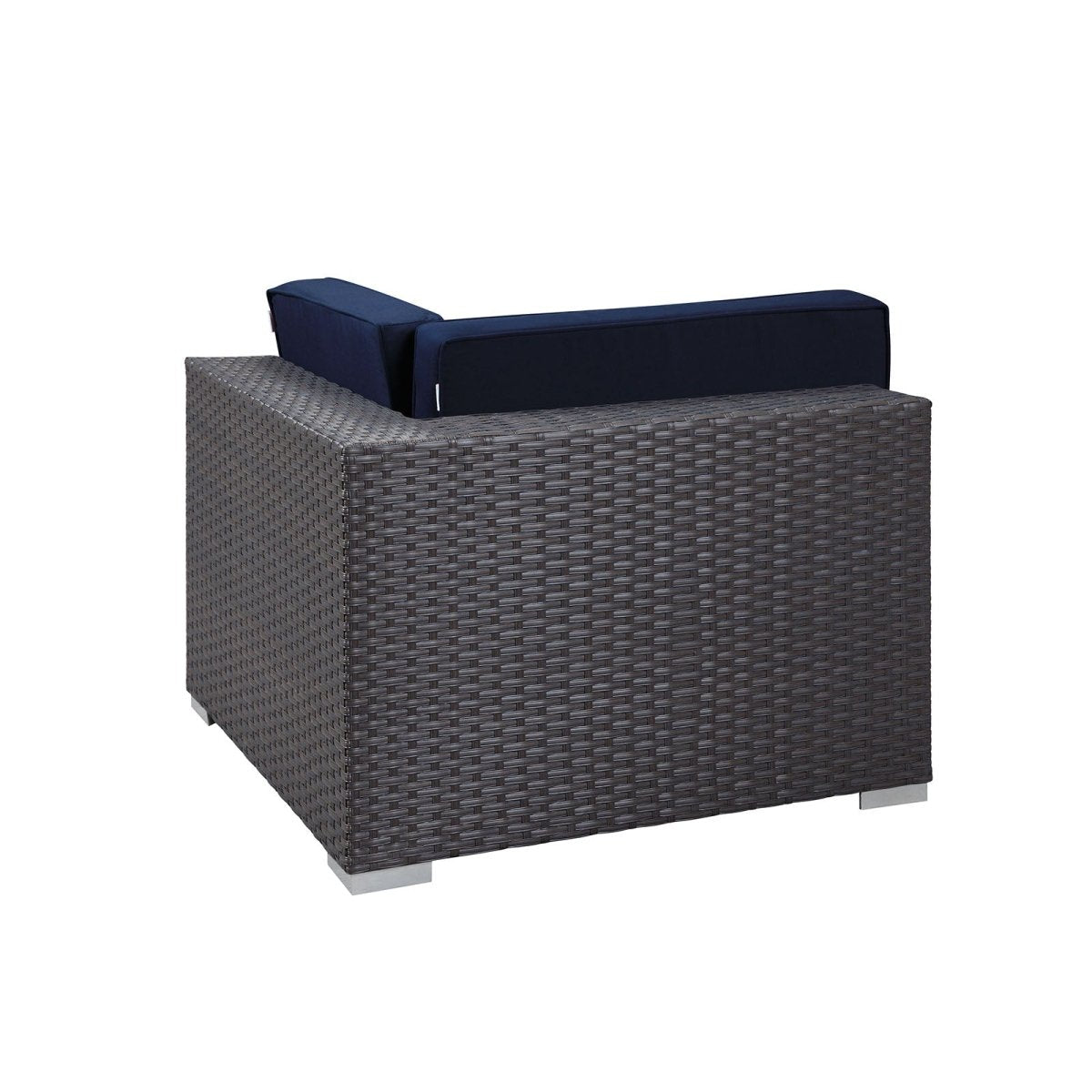 35" Canvas Navy Outdoor Patio Corner Chair – Wicker Rattan with Sunbrella Fabric - Outdoor - Alpine Outlets