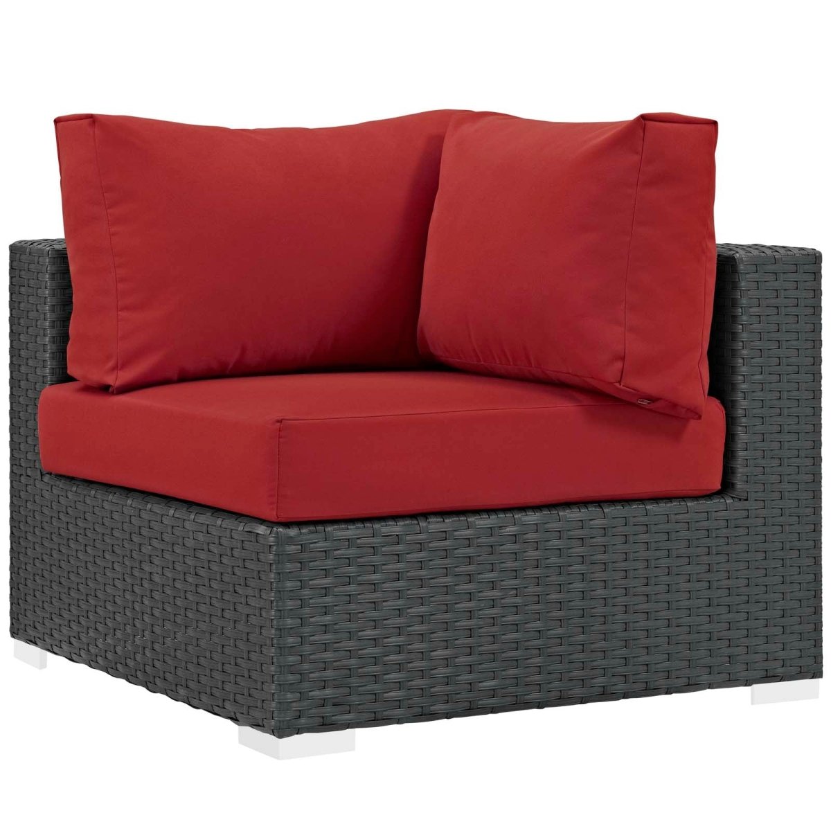 35" Canvas Red Outdoor Patio Corner Chair – Wicker Rattan with Sunbrella Fabric - Outdoor - Alpine Outlets