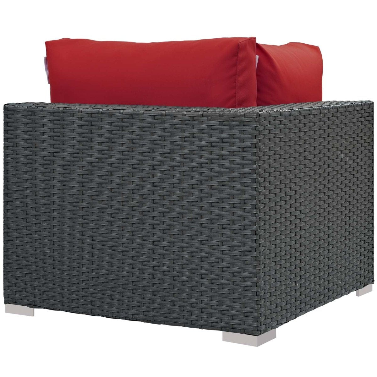 35" Canvas Red Outdoor Patio Corner Chair – Wicker Rattan with Sunbrella Fabric - Outdoor - Alpine Outlets