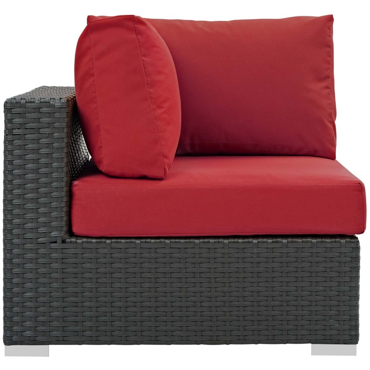 35" Canvas Red Outdoor Patio Corner Chair – Wicker Rattan with Sunbrella Fabric - Outdoor - Alpine Outlets