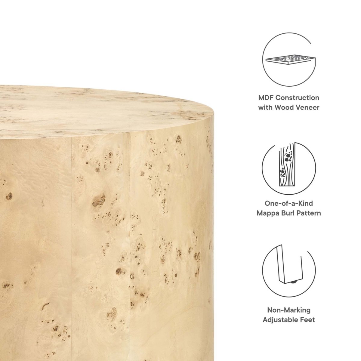 35 Inch Sophisticated Round Burl Wood Coffee Table - Coffee Tables available at Alpine Outlets in Denver