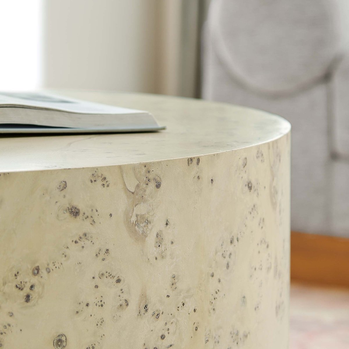35 Inch Sophisticated Round Burl Wood Coffee Table - Coffee Tables available at Alpine Outlets in Denver