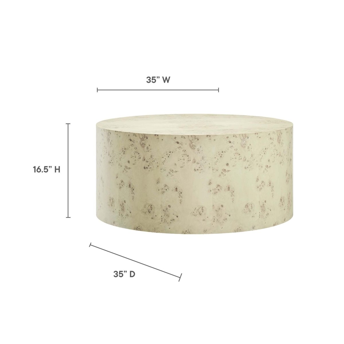 35 Inch Sophisticated Round Burl Wood Coffee Table - Coffee Tables available at Alpine Outlets in Denver