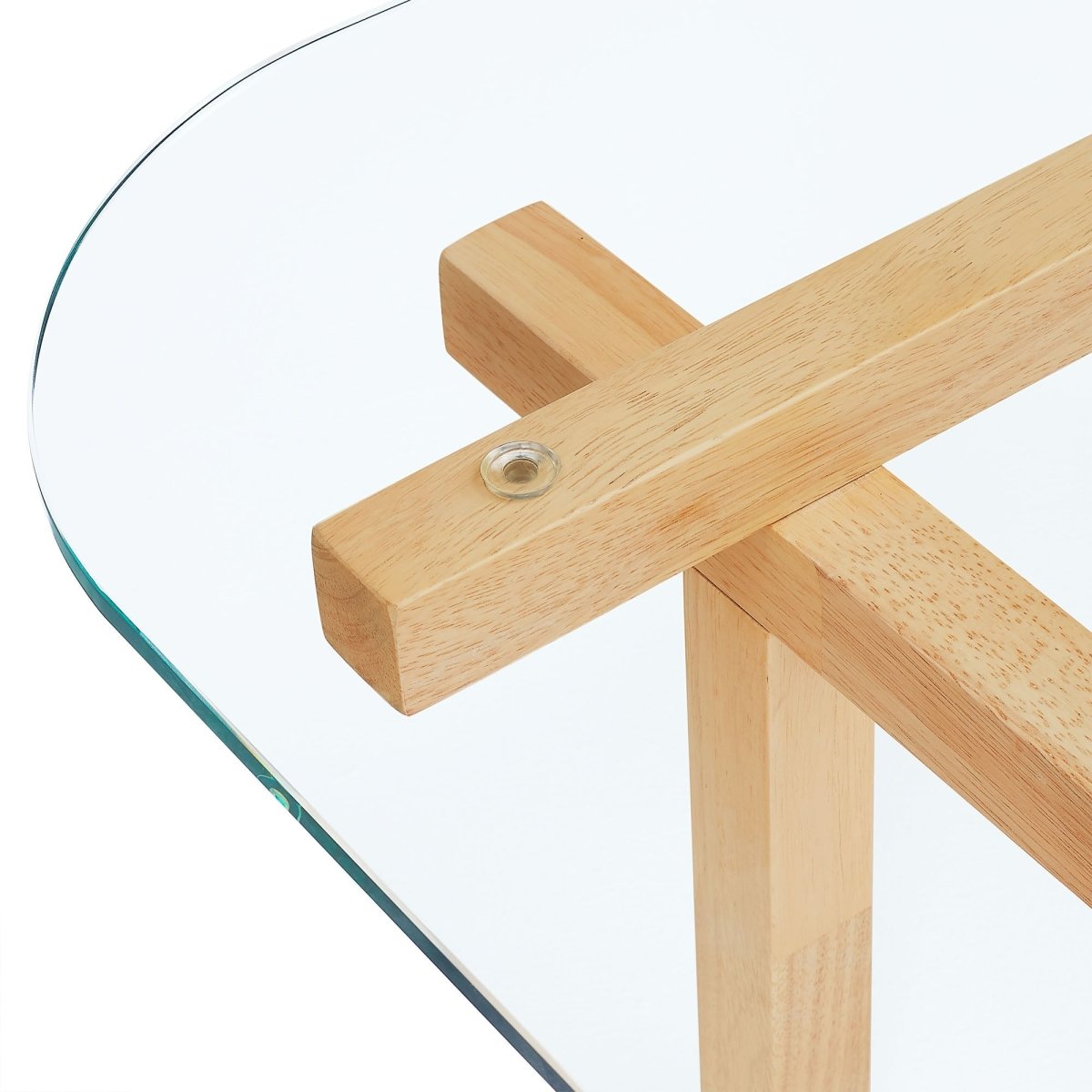 35 Inch Square Tempered Glass Coffee Table with Grid Wood Frame - Coffee Tables available at Alpine Outlets in Denver