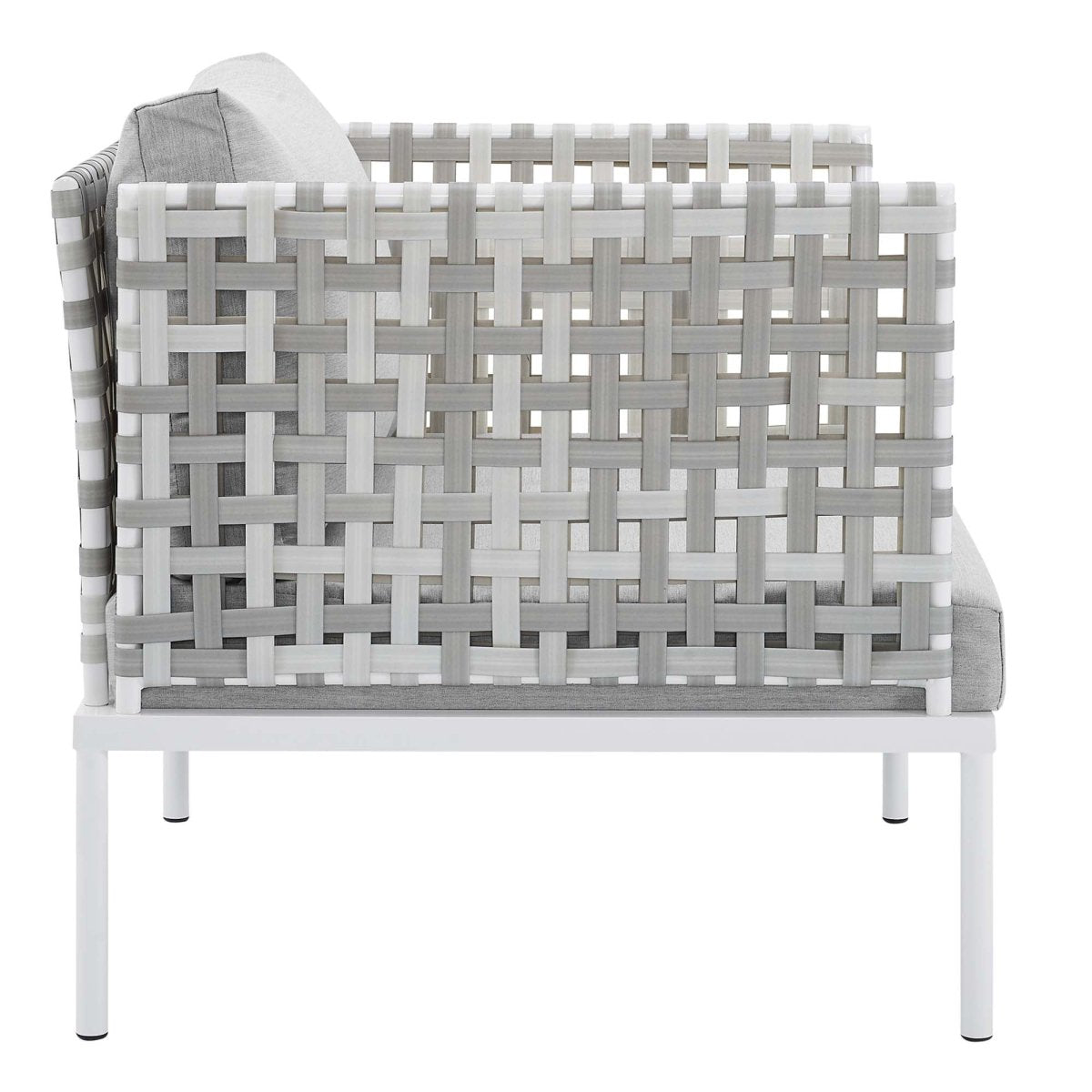 35" Taupe Aluminum Outdoor Patio Armchair with Gray Sunbrella® Cushions - Outdoor - Alpine Outlets