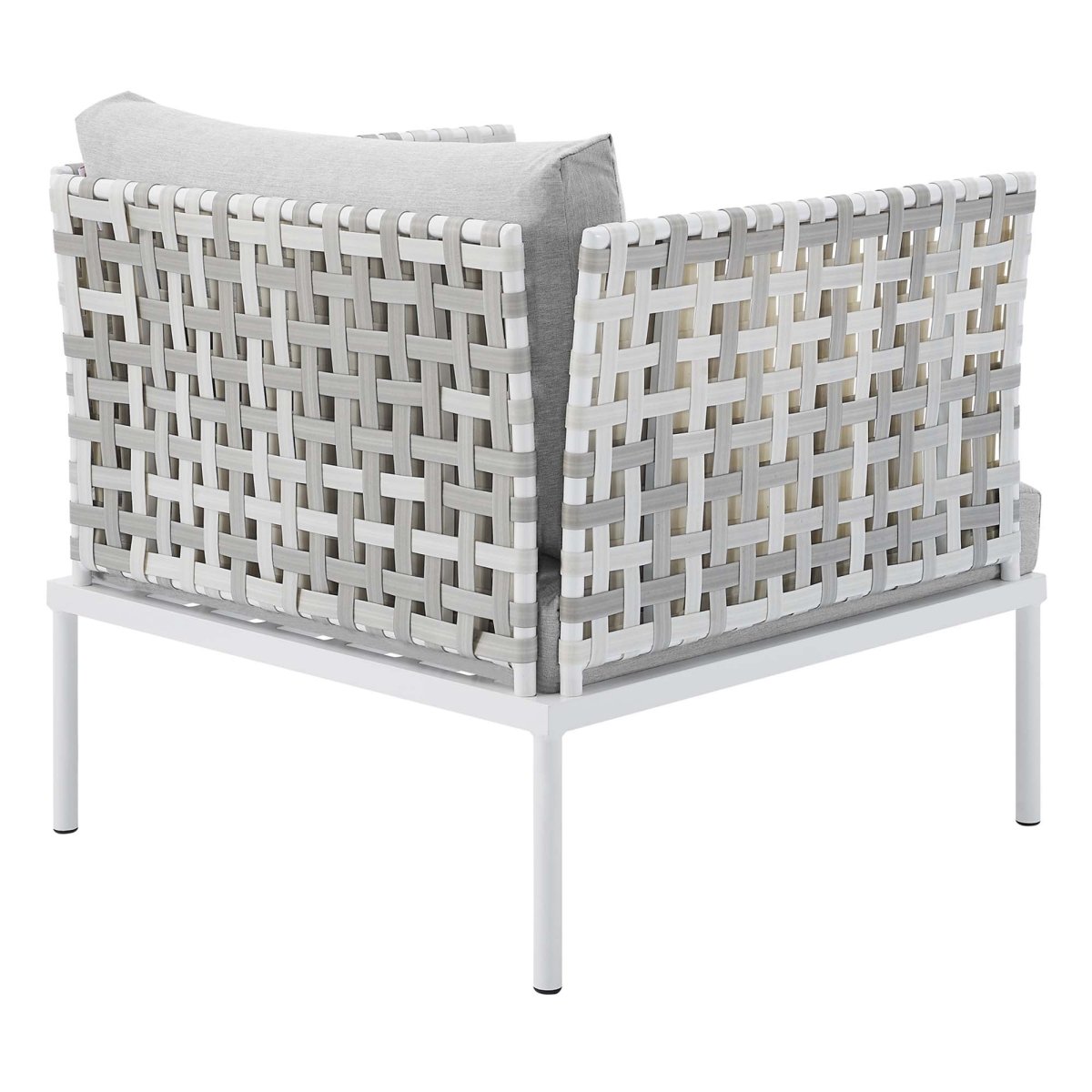 35" Taupe Aluminum Outdoor Patio Armchair with Gray Sunbrella® Cushions - Outdoor - Alpine Outlets