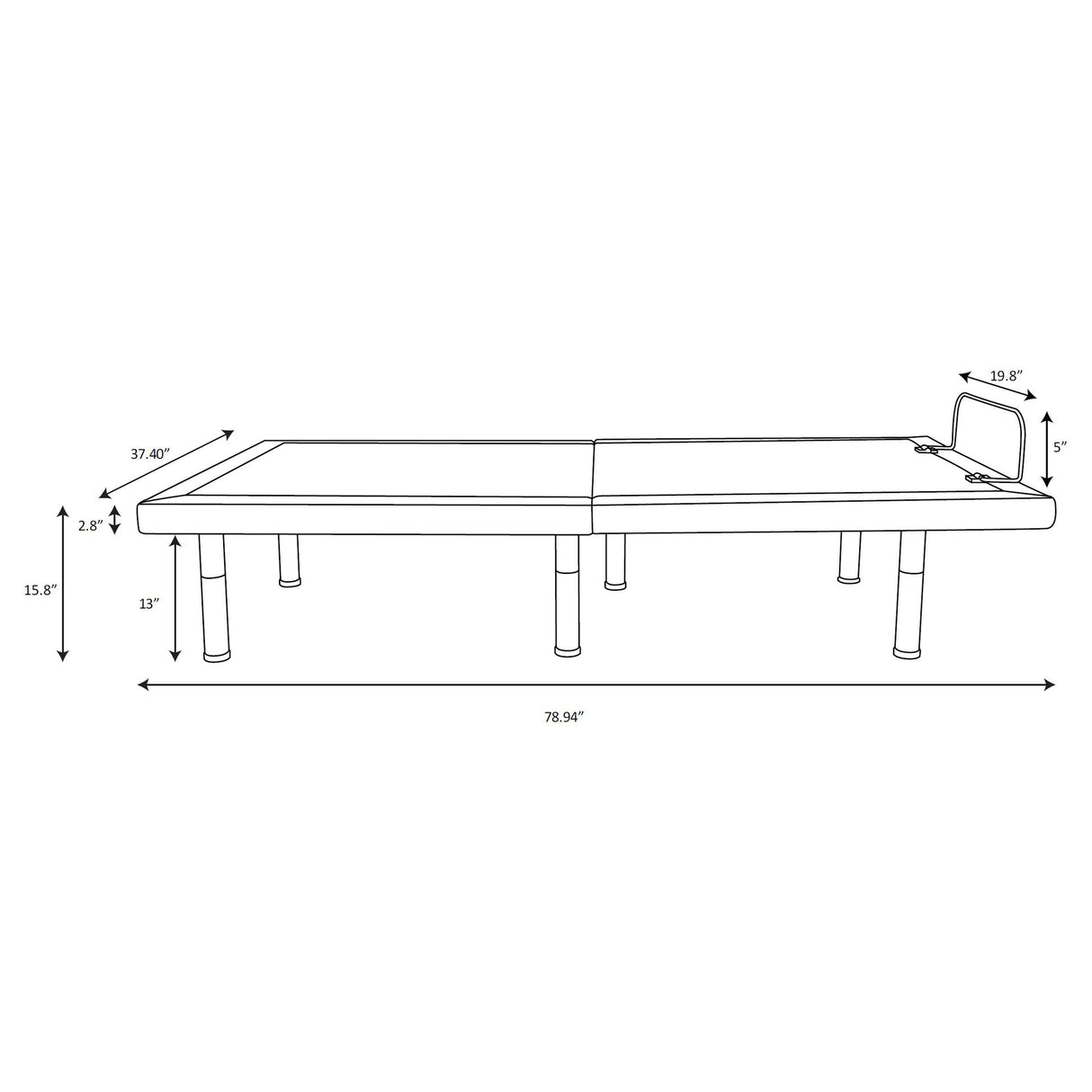Negan Twin XL Adjustable Bed Base - Grey and Black