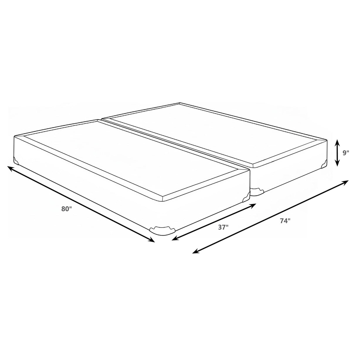 Mercer 9-Inch Split Eastern King Grey Box Spring Foundation