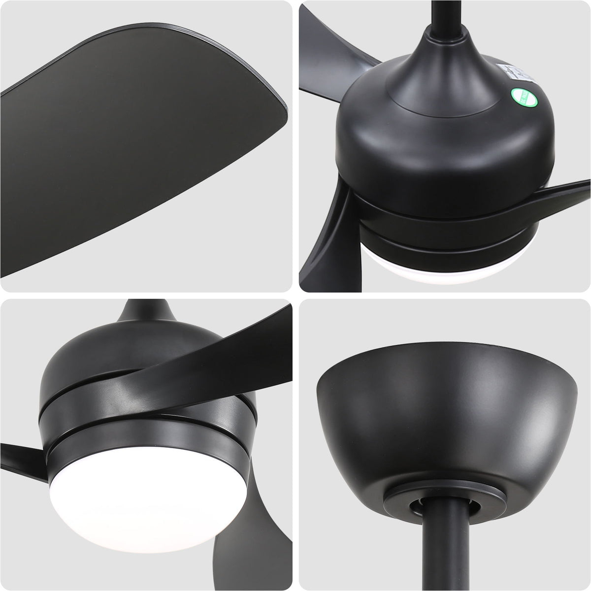 Ceiling Fan With 3 Blades, Remote Control, Reversible DC Motor, Noiseless Operation, 3 Downrods