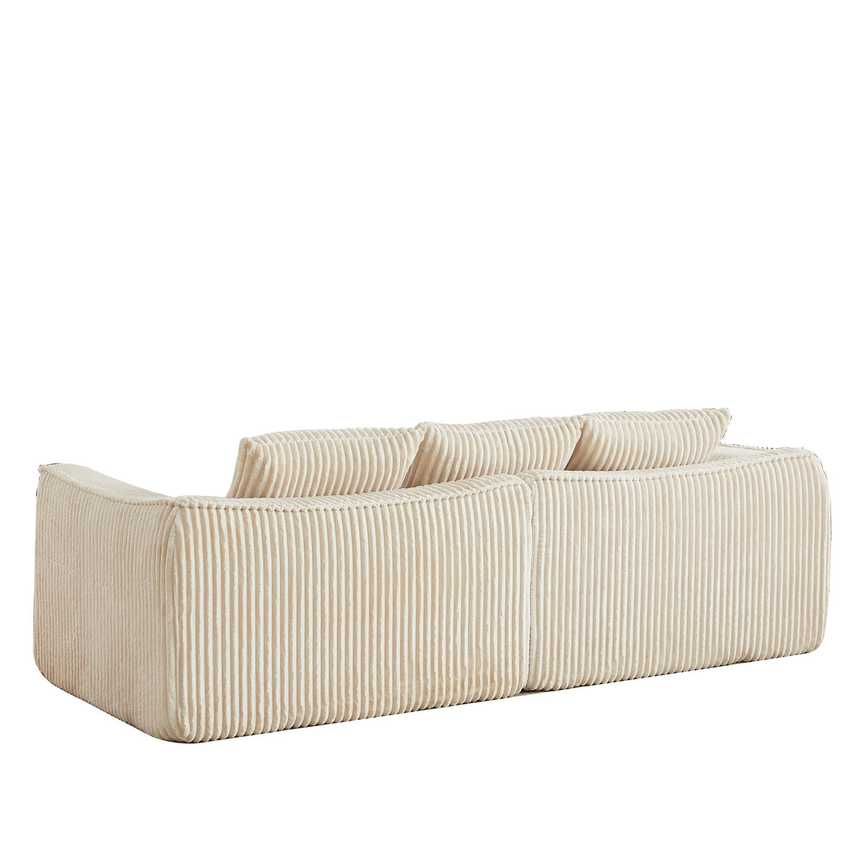 Minimalist 3 Seater Sofa With Curved Lines And Gently Sloped Backrest