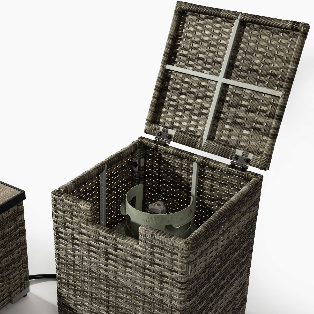 Propane Gas Fire Pit Table With Propane Tank Cover, 50000 Btu, Rectangular For Outside - Beige