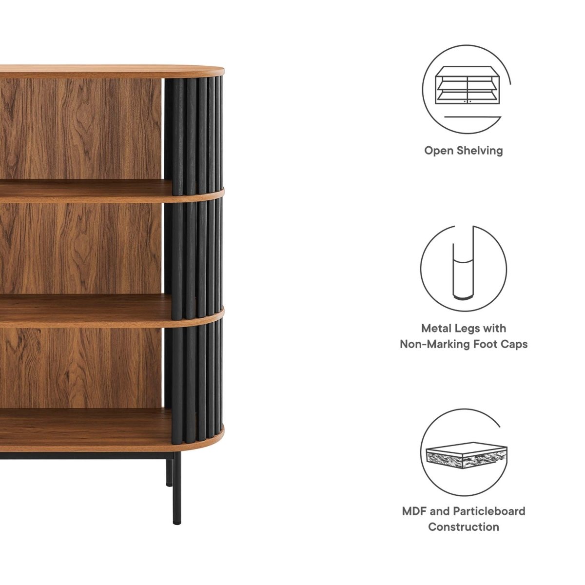 35.5" Three - Tier Display Cabinet Bookshelf with Timber Style Strips - Bookcases available at Alpine Outlets in Denver