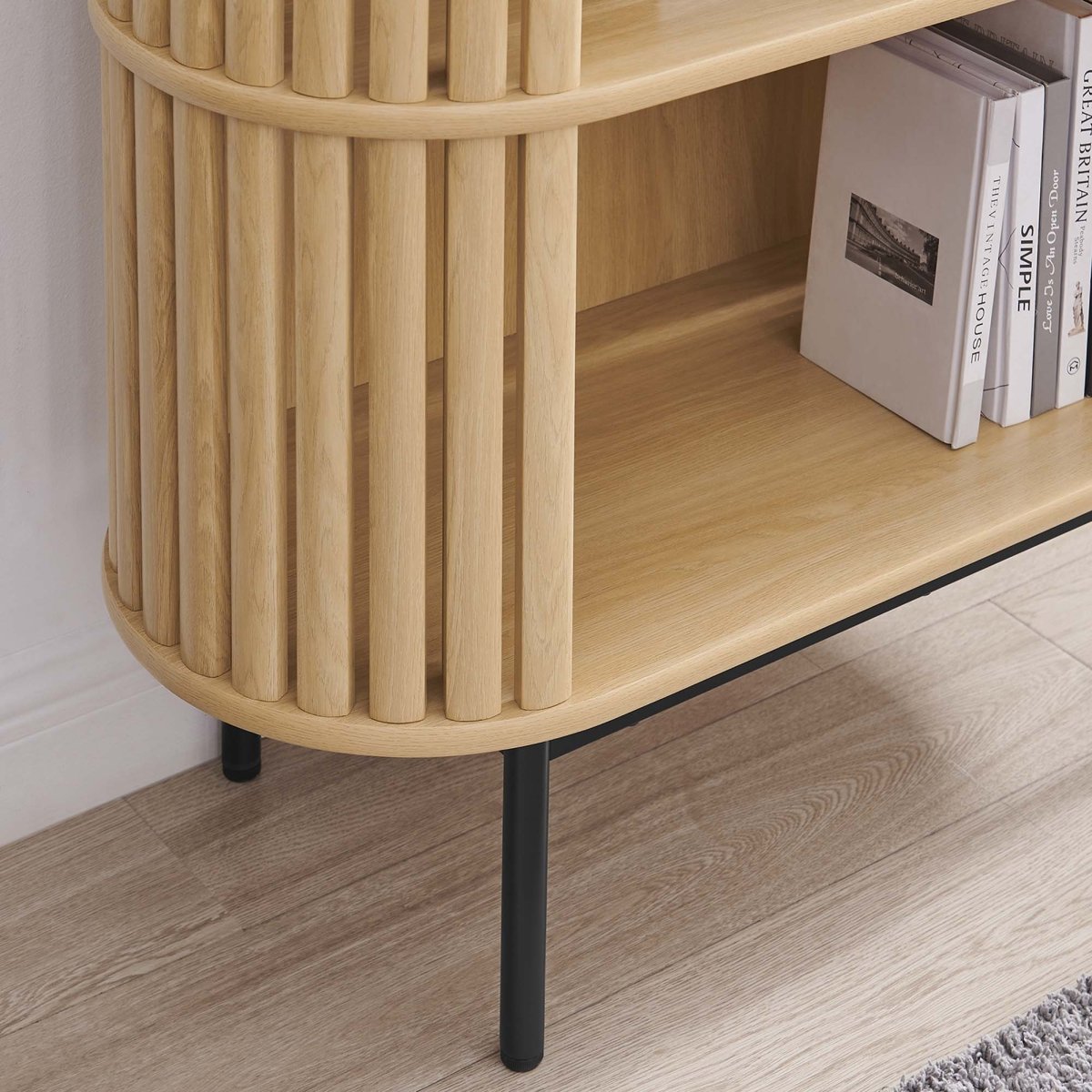 35.5" Three - Tier Display Cabinet Bookshelf with Timber Style Strips - Bookcases available at Alpine Outlets in Denver