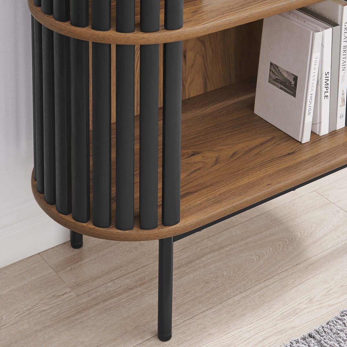 35.5" Three - Tier Display Cabinet Bookshelf with Timber Style Strips - Bookcases available at Alpine Outlets in Denver