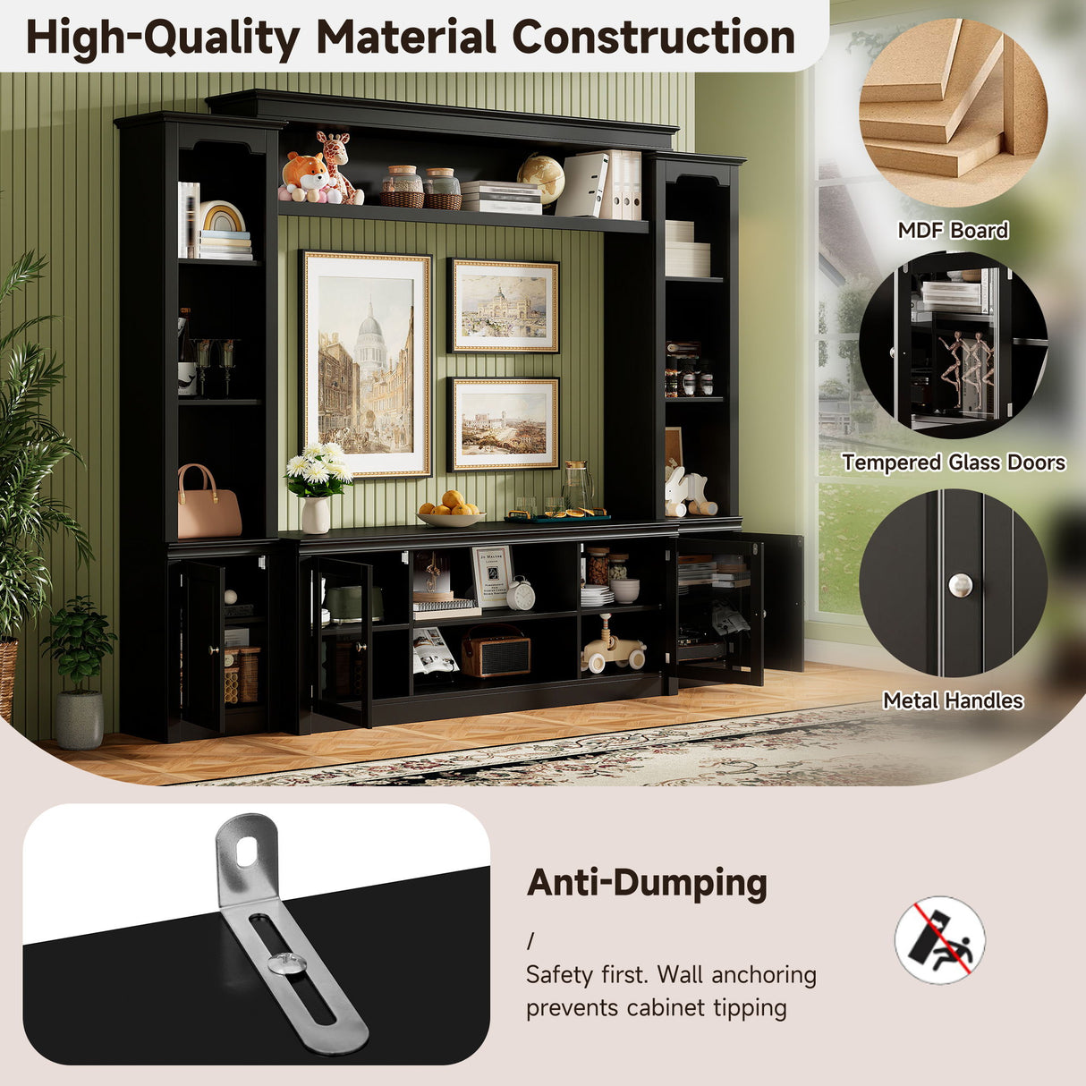 All-In-One TV Stand With Bookcase For TVs Up To 65"