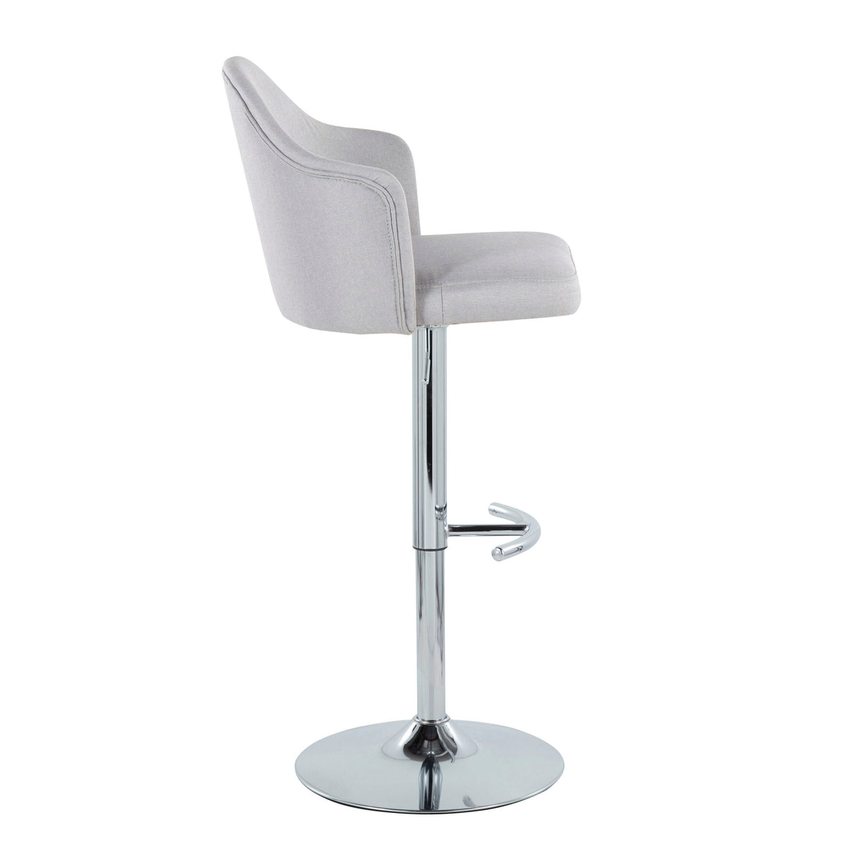 Ahoy - Contemporary Adjustable Barstool With Swivel With Rounded T Footrest (Set of 2) - Gray