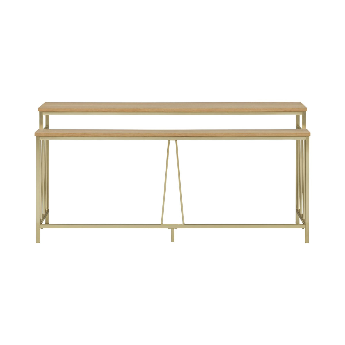 Santorini - 72" Rectangle Wood Console Table - Natural / Brando Brass