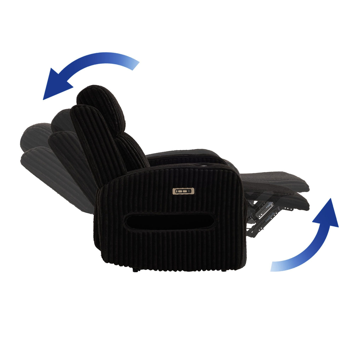 Power Recliner With Cup Holders And Ambient LED Lighting - Black