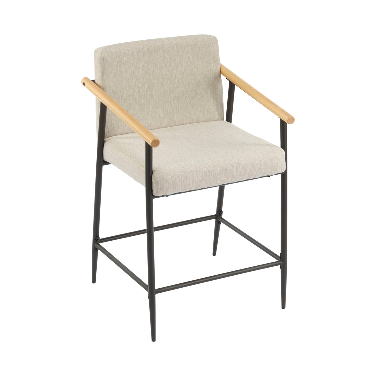 Mid Century Modern Counter Stool Set With Iron Frame