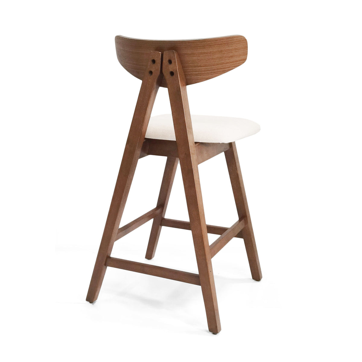 Mid Century Modern Counter Stool With V Shape Frame And Upholstered Seating