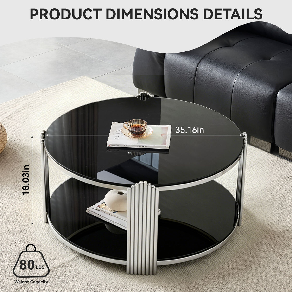 Round Table With Double Layer Storage