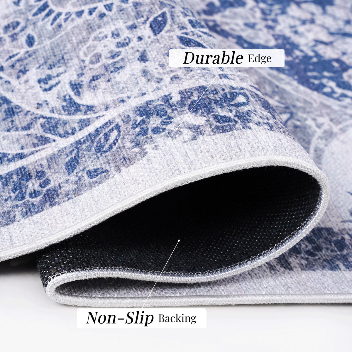 Maval - 8' X 10' Washable Area Rug - Blue