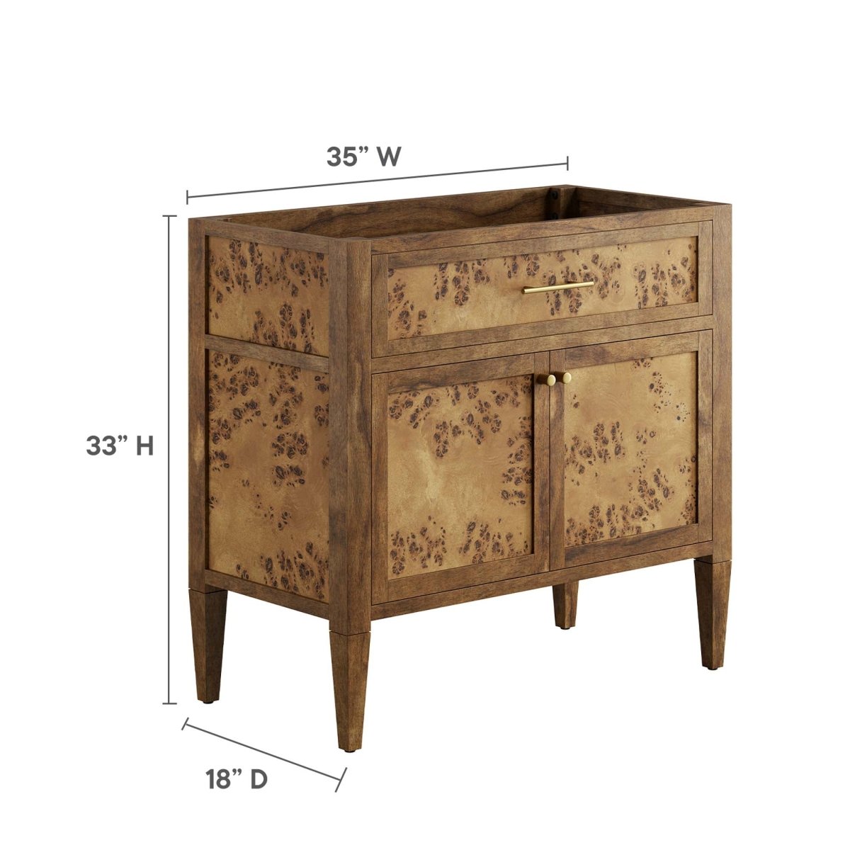 36" Brown Wood Bathroom Vanity Cabinet (Sink Basin Not Included) - Bathroom Fixtures - Alpine Outlets