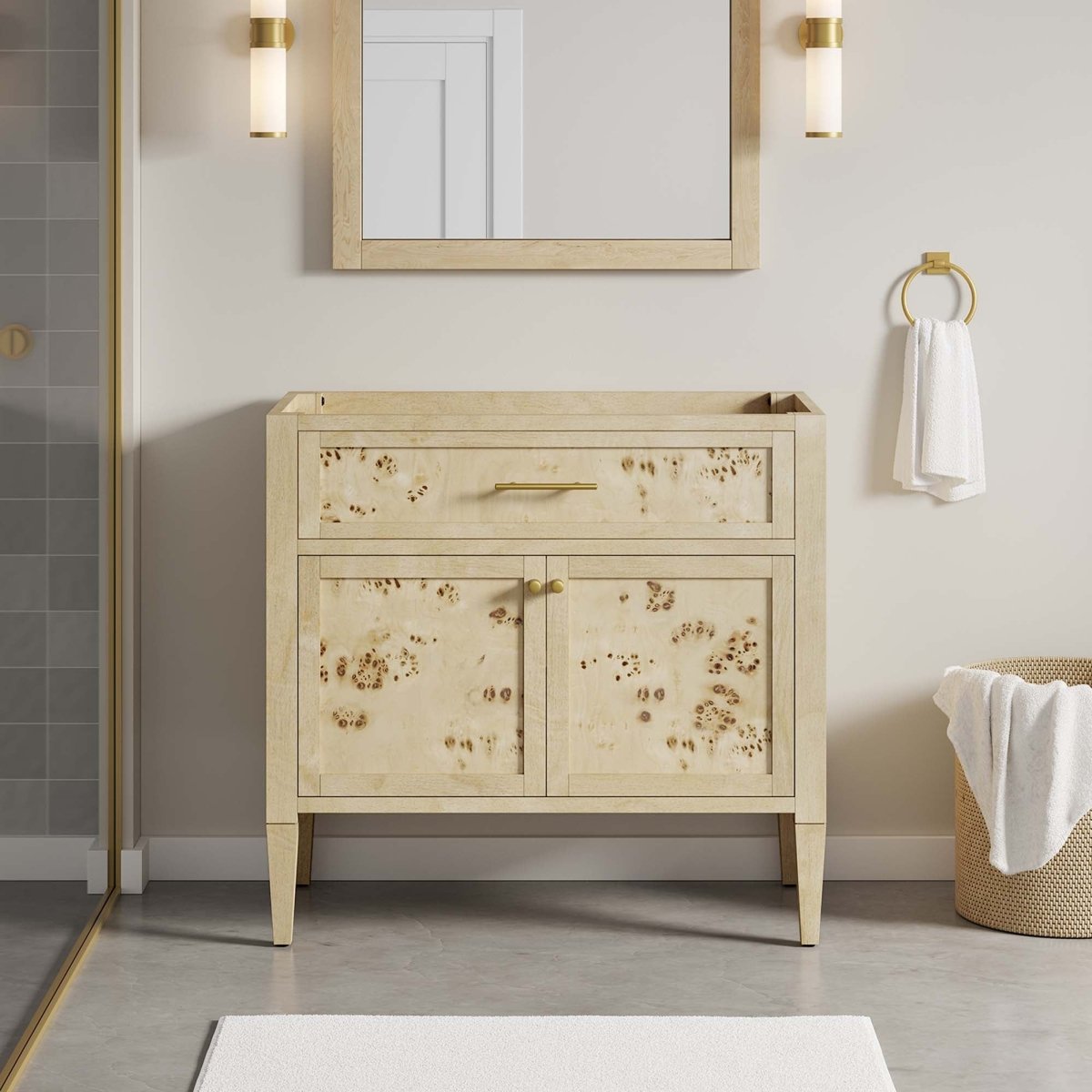 36" Burgundy Wood Bathroom Vanity Cabinet (Sink Basin Not Included) - Bathroom Fixtures - Alpine Outlets