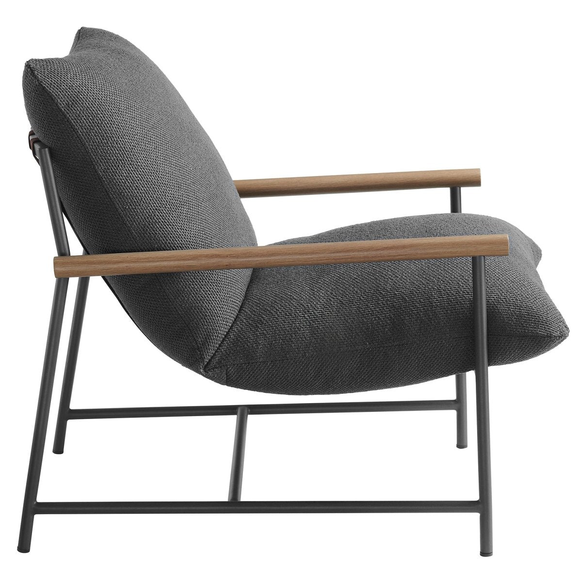 36” Charcoal Aluminum and Boucle Sling Outdoor Lounge Chair - Outdoor - Alpine Outlets