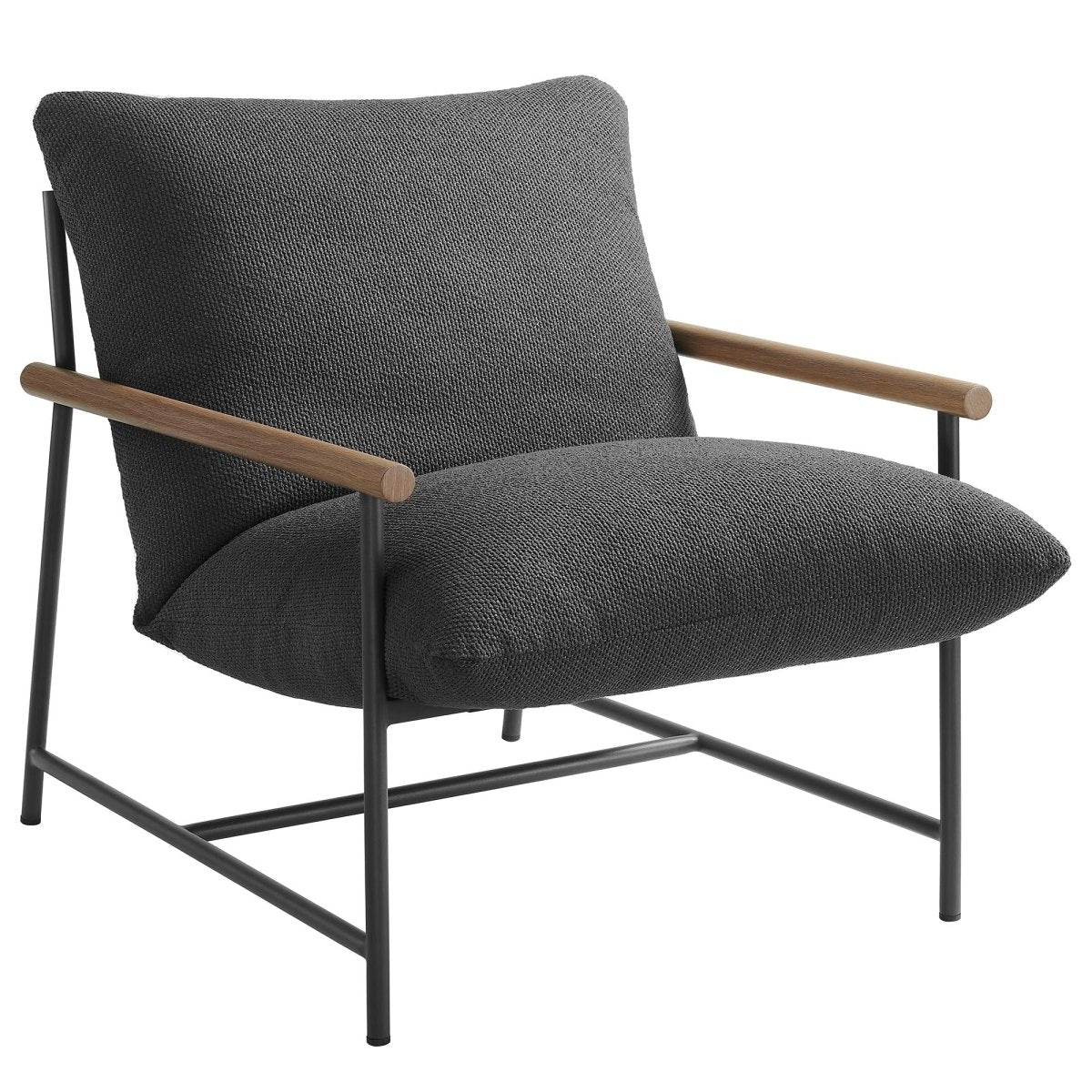 36” Charcoal Aluminum and Boucle Sling Outdoor Lounge Chair - Outdoor - Alpine Outlets