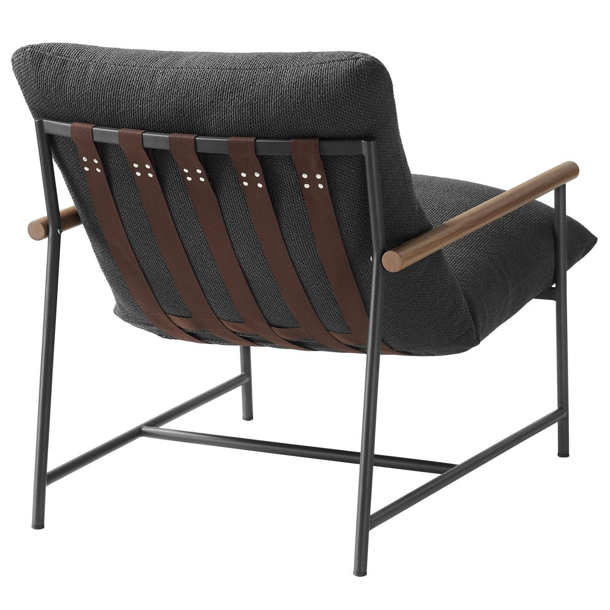 36” Charcoal Aluminum and Boucle Sling Outdoor Lounge Chair - Outdoor - Alpine Outlets