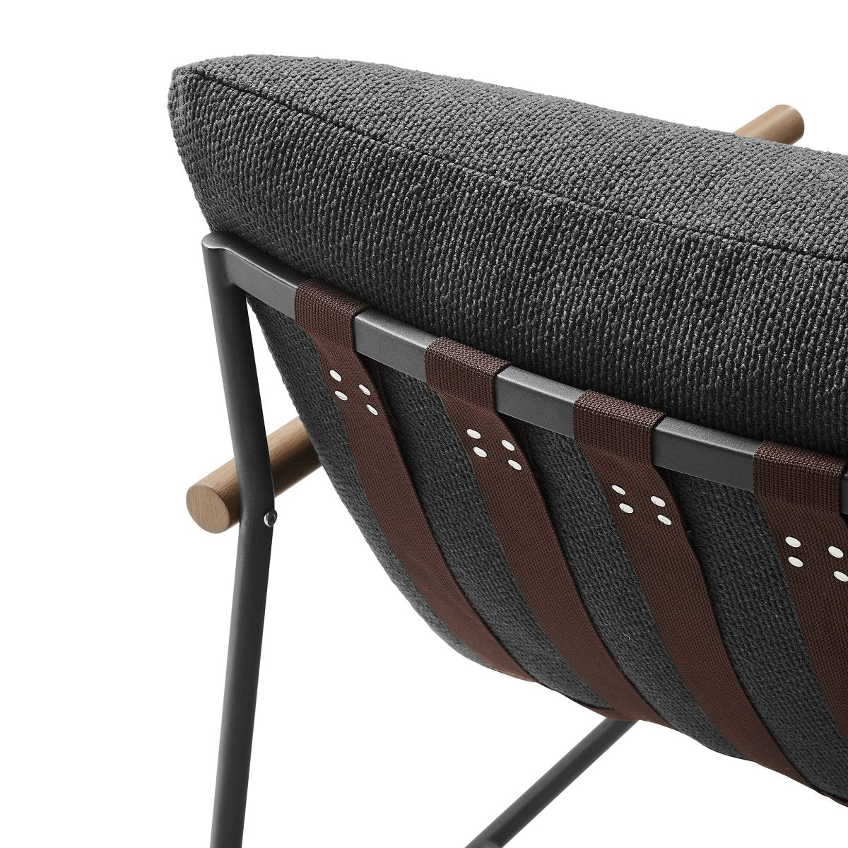 36” Charcoal Aluminum and Boucle Sling Outdoor Lounge Chair - Outdoor - Alpine Outlets